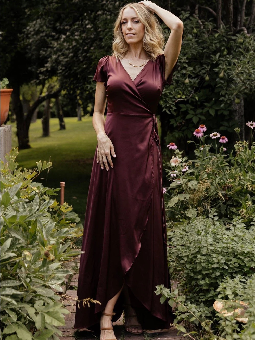 Baltic born Krystal Satin Wrap Gown nwt size XS
